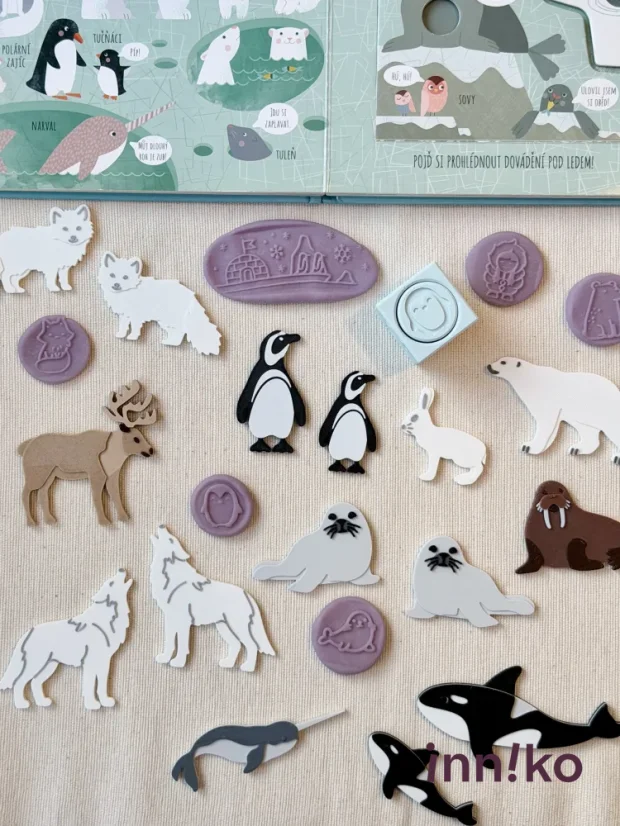 Obtiskovací kostka s válečkem 2v1 | Polární zvířata